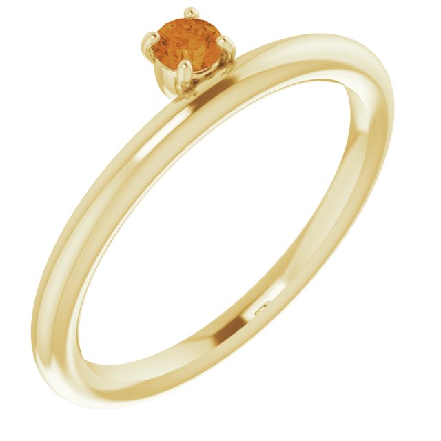 Round Natural Citrine Stackable Ring