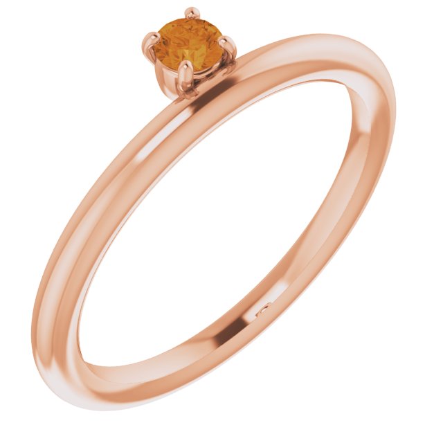 Round Natural Citrine Stackable Ring