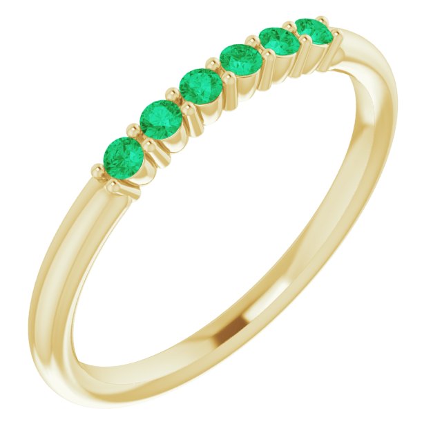 Round Natural Emerald Stackable Ring