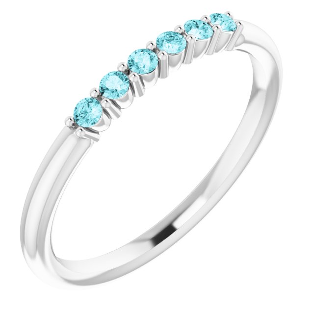 Round Natural Blue Zircon Stackable Ring