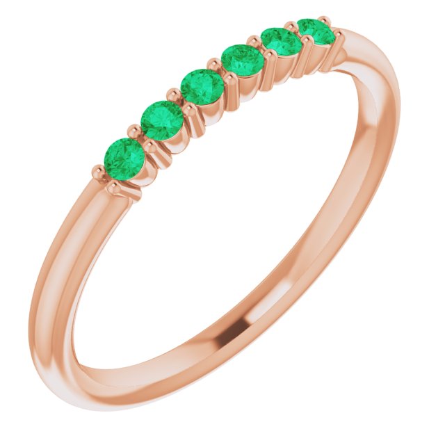 Round Natural Emerald Stackable Ring