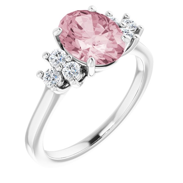 Oval Natural Pink Morganite & 1/5 CTW Natural Diamond Ring
