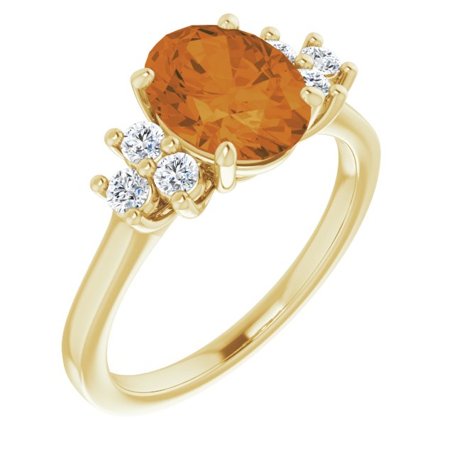 Oval Natural Citrine & 1/4 CTW Natural Diamond Ring