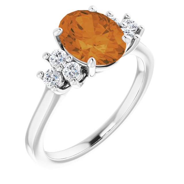 Oval Natural Citrine & 1/4 CTW Natural Diamond Ring