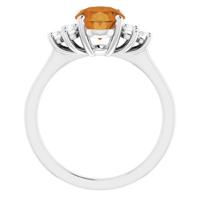 Oval Natural Citrine & 1/4 CTW Natural Diamond Ring