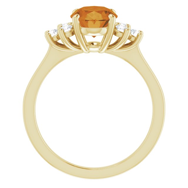 Oval Natural Citrine & 1/4 CTW Natural Diamond Ring