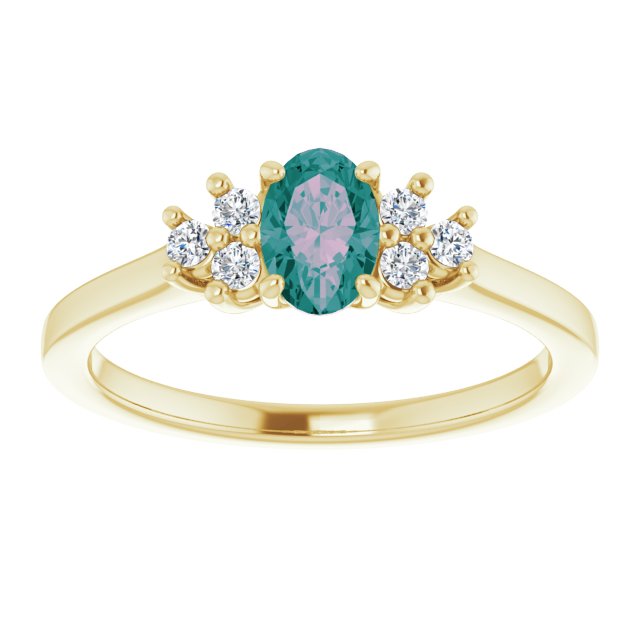 Oval Lab-Grown Alexandrite & 1/8 CTW Natural Diamond Ring