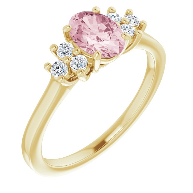 Oval Natural Pink Morganite & 1/5 CTW Natural Diamond Ring