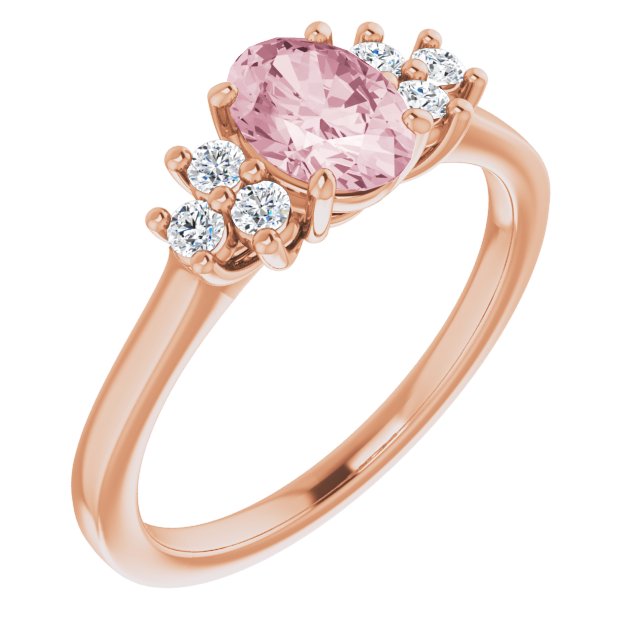 Oval Natural Pink Morganite & 1/5 CTW Natural Diamond Ring