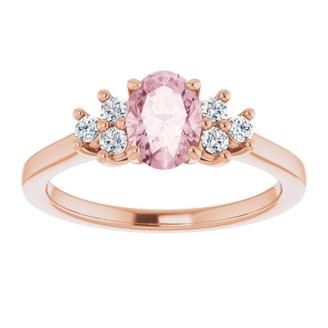 Oval Natural Pink Morganite & 1/5 CTW Natural Diamond Ring