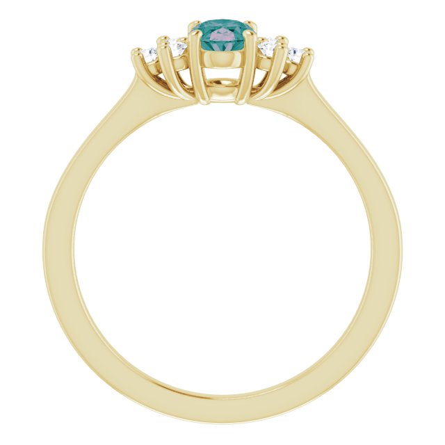Oval Lab-Grown Alexandrite & 1/8 CTW Natural Diamond Ring