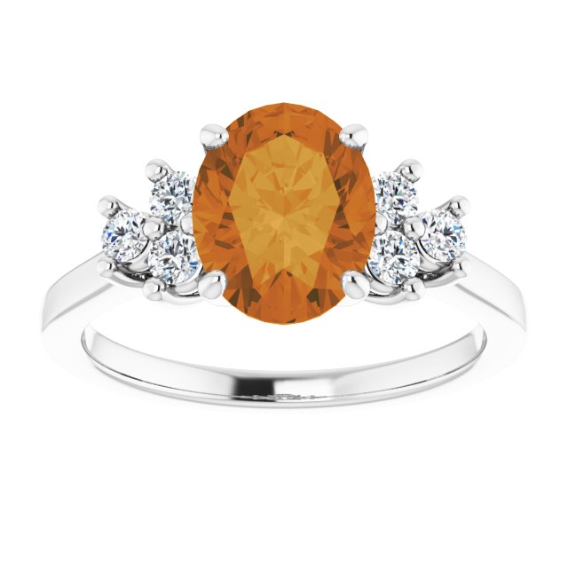 Oval Natural Citrine & 1/4 CTW Natural Diamond Ring