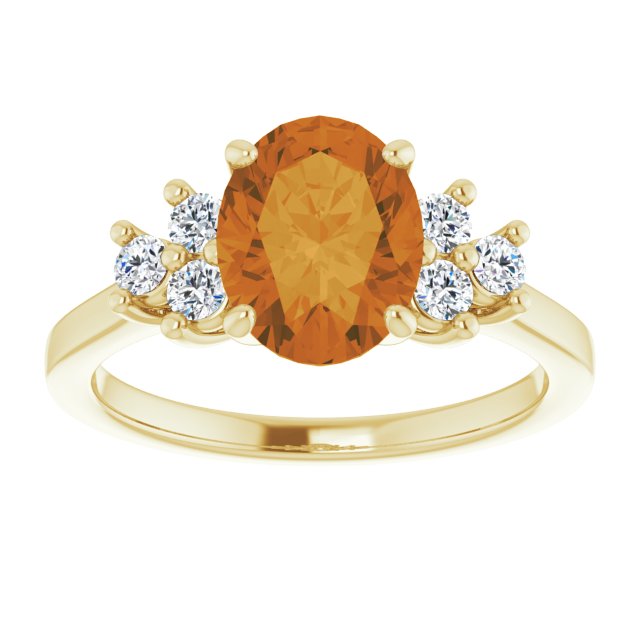 Oval Natural Citrine & 1/4 CTW Natural Diamond Ring