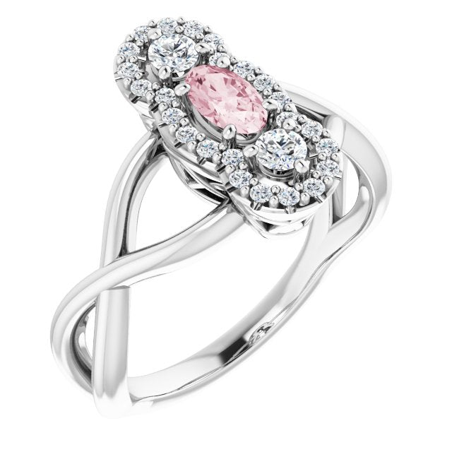 Natural Pink Morganite & 1/4 CTW Natural Diamond Ring