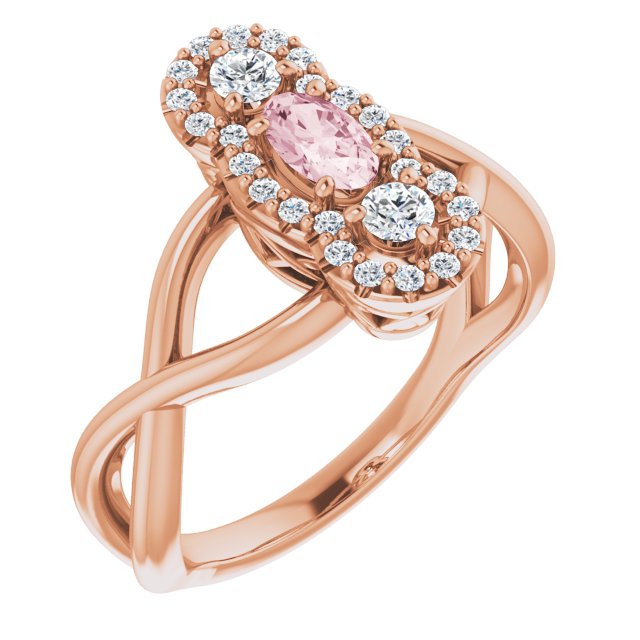 Natural Pink Morganite & 1/4 CTW Natural Diamond Ring