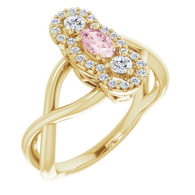Natural Pink Morganite & 1/4 CTW Natural Diamond Ring