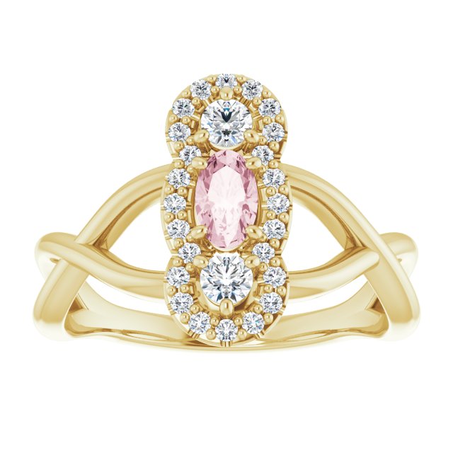 Natural Pink Morganite & 1/4 CTW Natural Diamond Ring