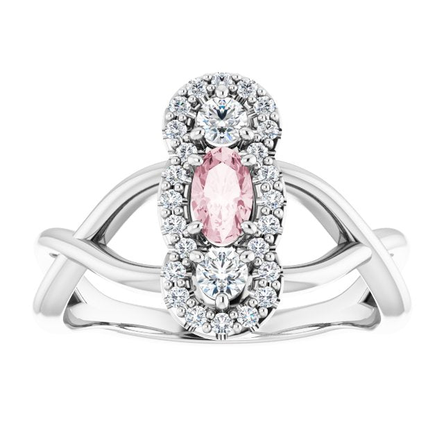 Natural Pink Morganite & 1/4 CTW Natural Diamond Ring