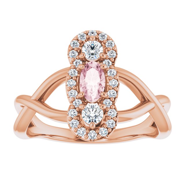 Natural Pink Morganite & 1/4 CTW Natural Diamond Ring