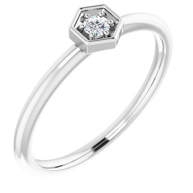 .06 CTW Diamond Hexagon Stackable Ring