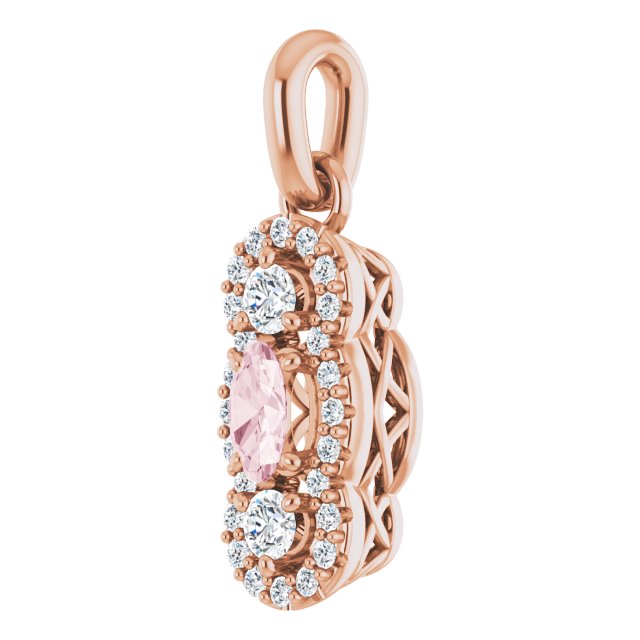 Oval Natural Morganite & 1/4 CTW Natural Diamond Pendant