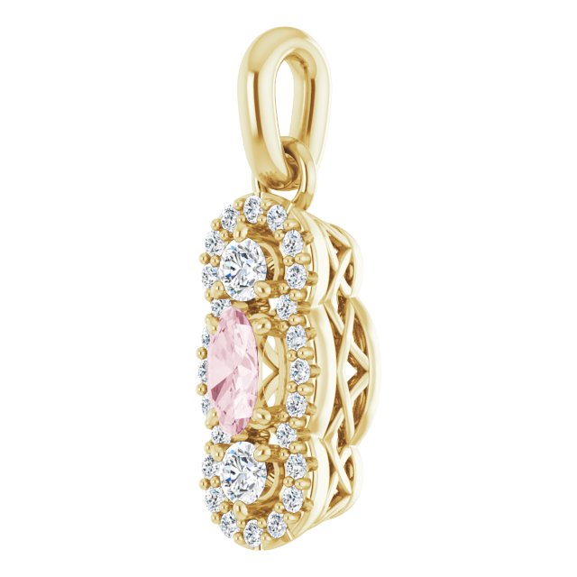 Oval Natural Morganite & 1/4 CTW Natural Diamond Pendant