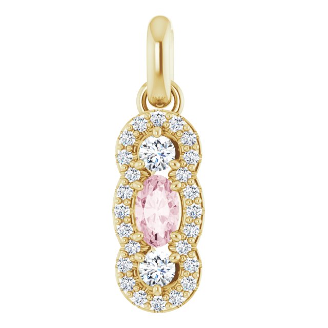 Oval Natural Morganite & 1/4 CTW Natural Diamond Pendant