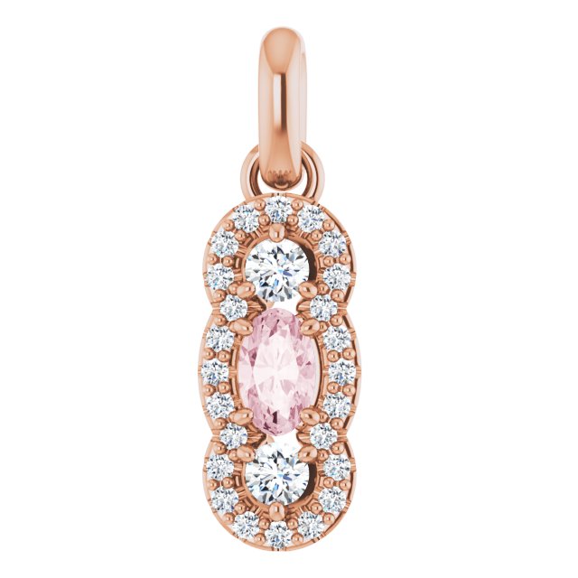 Oval Natural Morganite & 1/4 CTW Natural Diamond Pendant