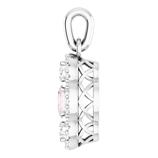 Oval Natural Morganite & 1/4 CTW Natural Diamond Pendant