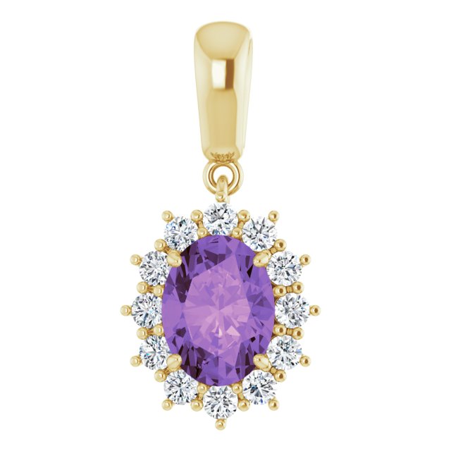 Oval Natural Amethyst & 1/3 CTW Natural Diamond Pendant