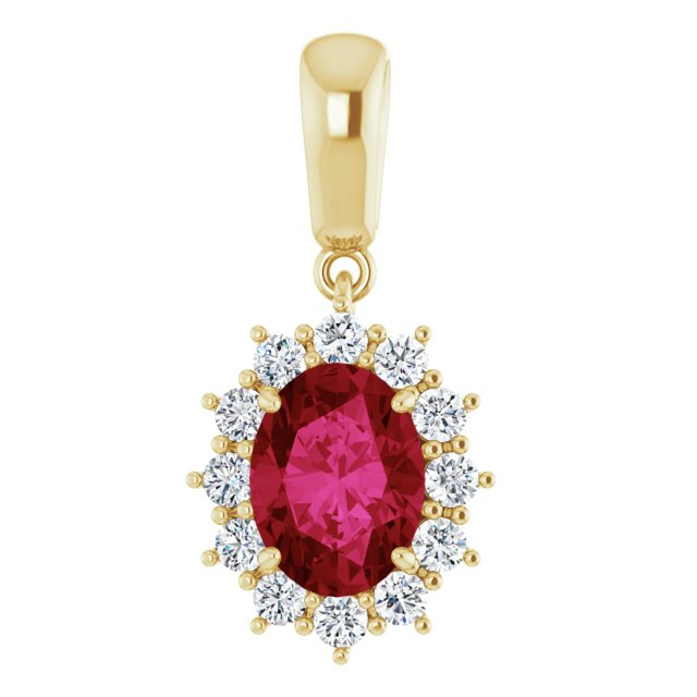Oval Lab-Grown Ruby & 1/3 CTW Natural Diamond Pendant
