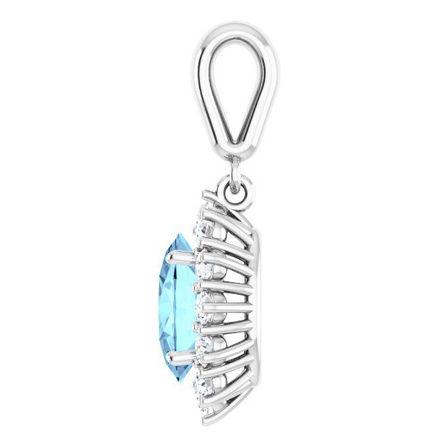 Oval Natural Aquamarine & 1/3 CTW Natural Diamond Pendant