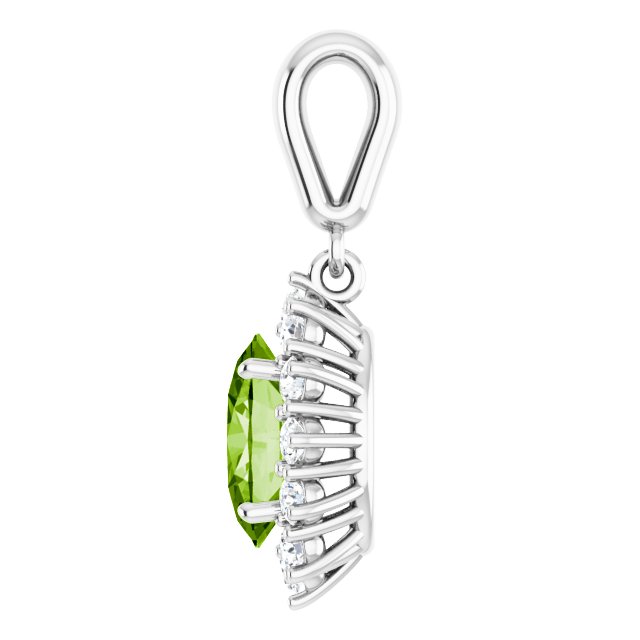 Oval Natural Peridot & 1/3 CTW Natural Diamond Pendant