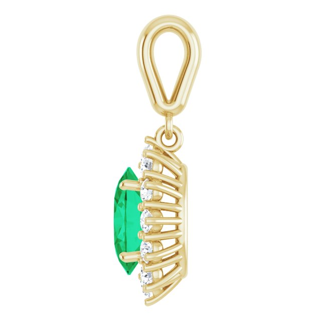 Oval Lab-Grown Emerald & 1/3 CTW Natural Diamond Pendant
