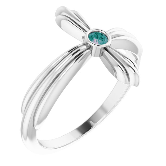 Round Natural Alexandrite Sideways Cross Ring