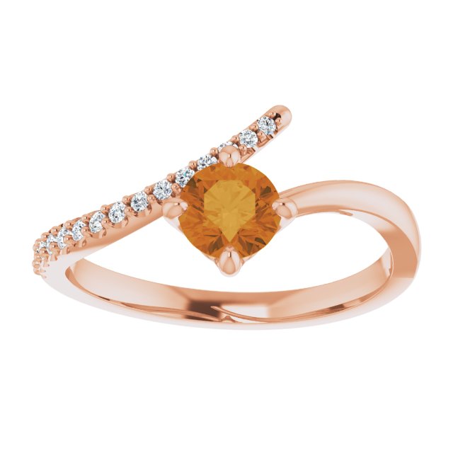 Round Natural Citrine & 1/10 CTW Natural Diamond Bypass Ring