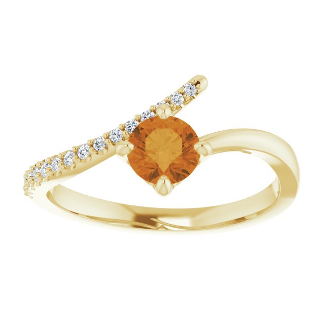 Round Natural Citrine & 1/10 CTW Natural Diamond Bypass Ring