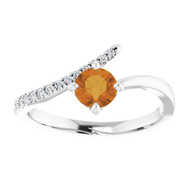 Round Natural Citrine & 1/10 CTW Natural Diamond Bypass Ring