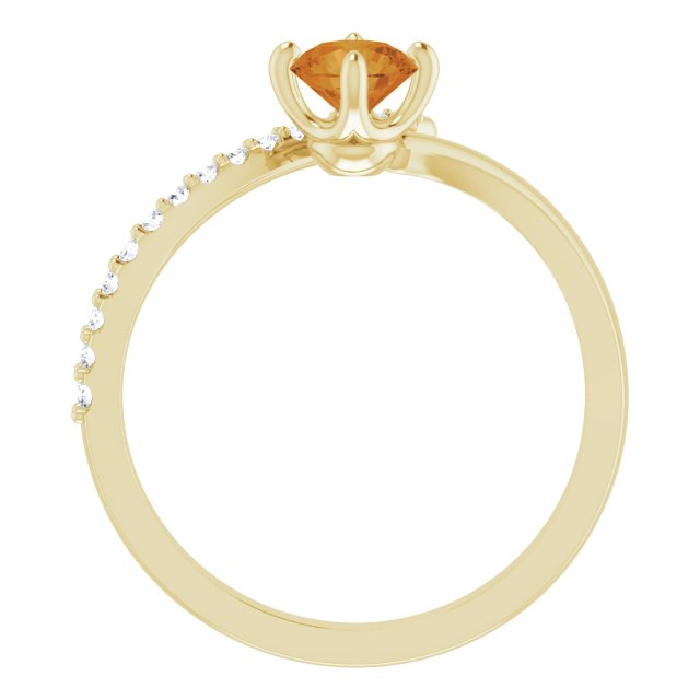 Round Natural Citrine & 1/10 CTW Natural Diamond Bypass Ring