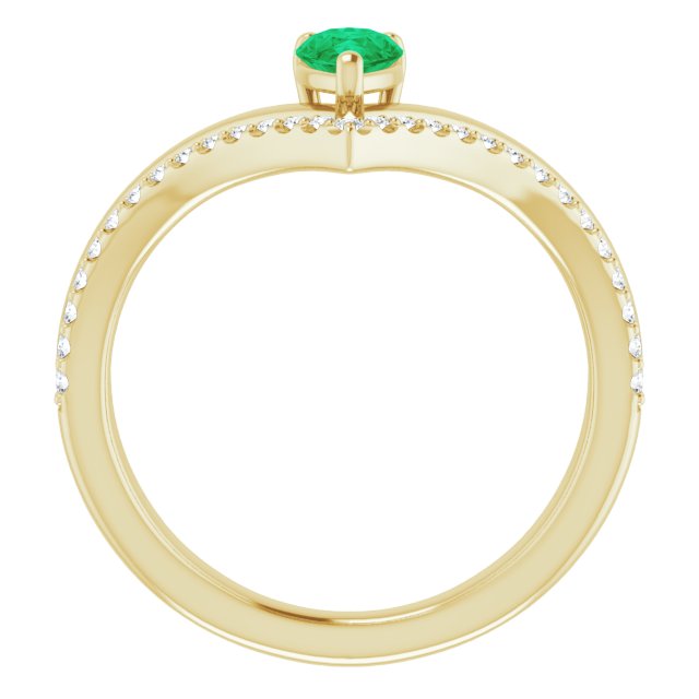 Pear Natural Emerald & 1/6 CTW Natural Diamond Ring