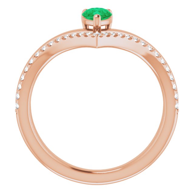 Pear Natural Emerald & 1/6 CTW Natural Diamond Ring