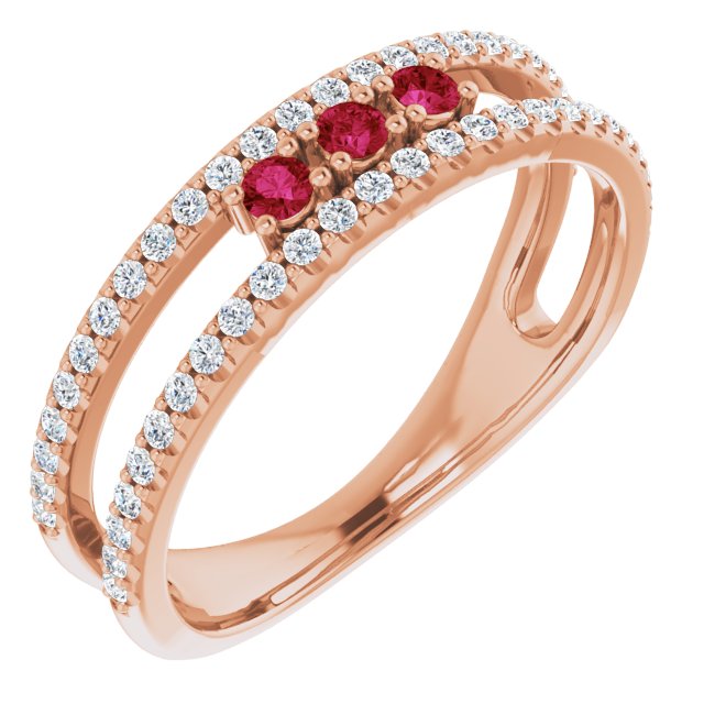 Round Natural Ruby & 1/4 CTW Natural Diamond Ring