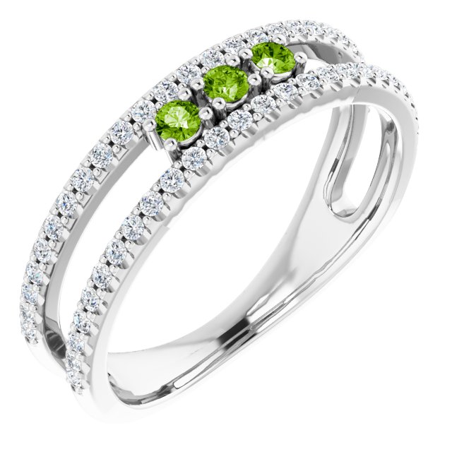 Round Natural Peridot & 1/4 CTW Natural Diamond Ring