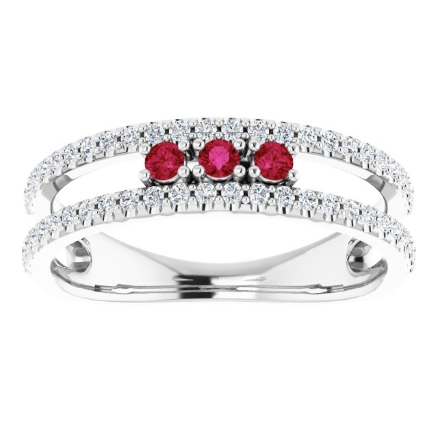 Round Natural Ruby & 1/4 CTW Natural Diamond Ring