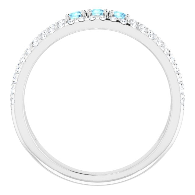 Round Natural Aquamarine & 1/4 CTW Natural Diamond Ring