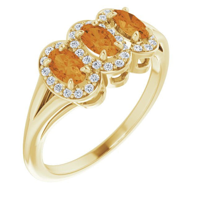 Oval Natural Citrine & 1/6 CTW Natural Diamond Ring