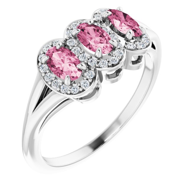 Oval Natural Pink Tourmaline & 1/6 CTW Natural Diamond Ring