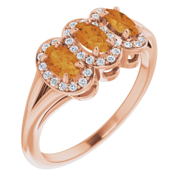 Oval Natural Citrine & 1/6 CTW Natural Diamond Ring