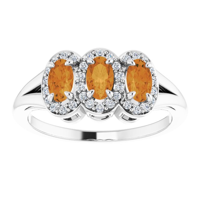 Oval Natural Citrine & 1/6 CTW Natural Diamond Ring