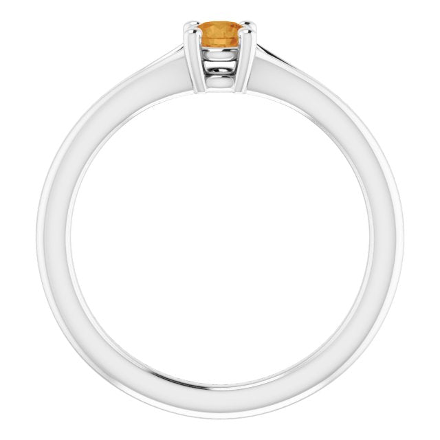 Round Natural Citrine Youth Solitaire Ring